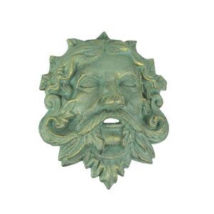 Cast Iron Celtic Green Man Wall Hanging Antiqued Verdigris Green Finish